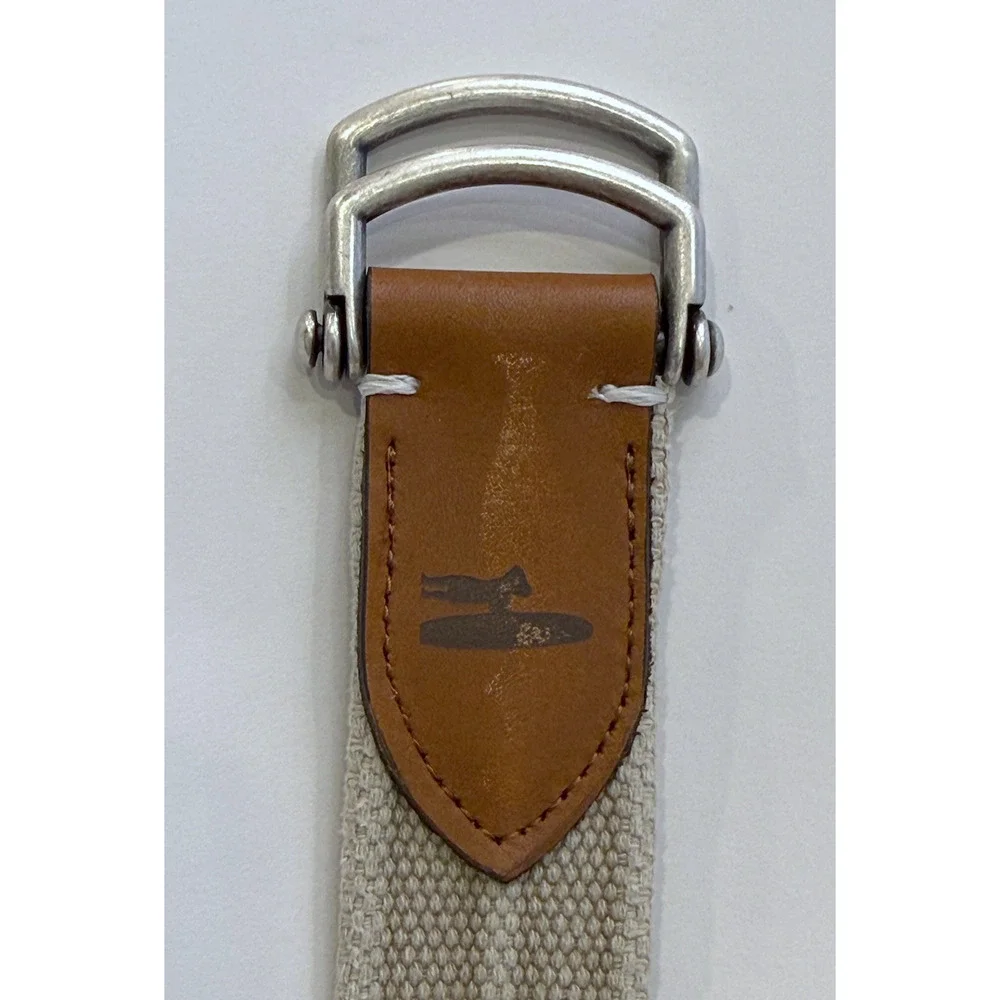 NEW JOHNNIE-O MENS LIGHT KHAKI BRENTWOOD WASHED CANVAS D-RING BELT GOLF SZ M